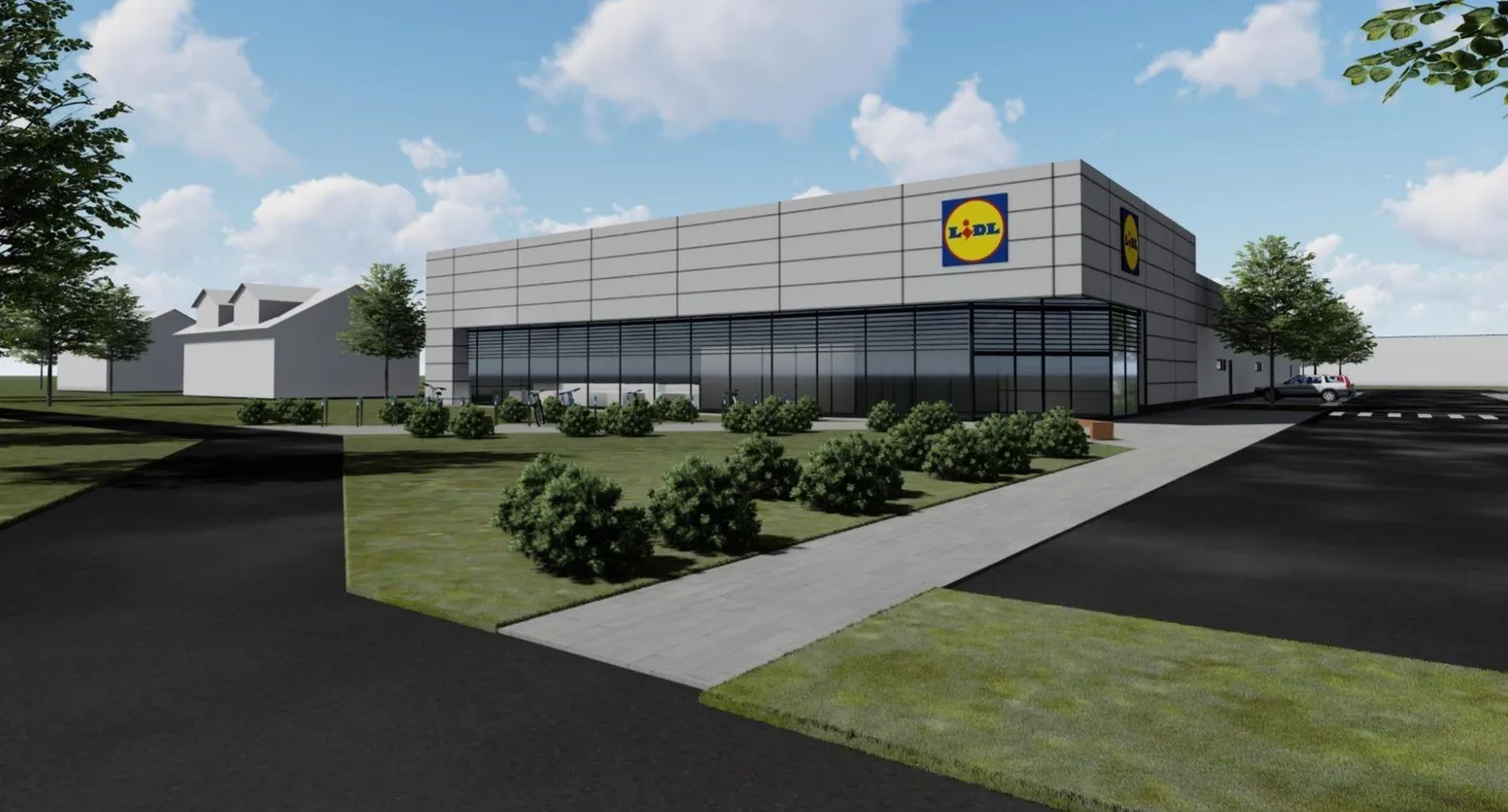 Kuigi Pärnus Lidl veel mullu kauplust ei avanud, värbas poekett usinasti töötajaid. Pildil Pärnusse kerkiva kaupluse eskiis.