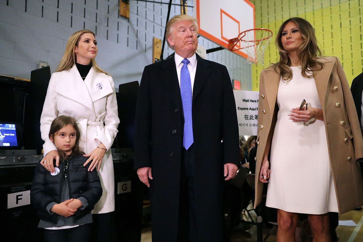 Donald Trump, ta naine Melania Trump, tütar Ivanka Trump ja tütretütar Arabella Rose Kushner
