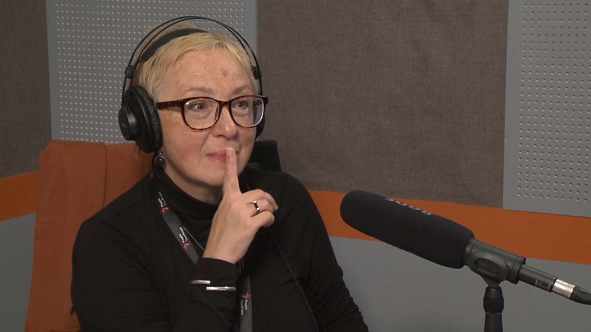 Елена Фанайлова в киевской студии Радио Свобода, 2021.
