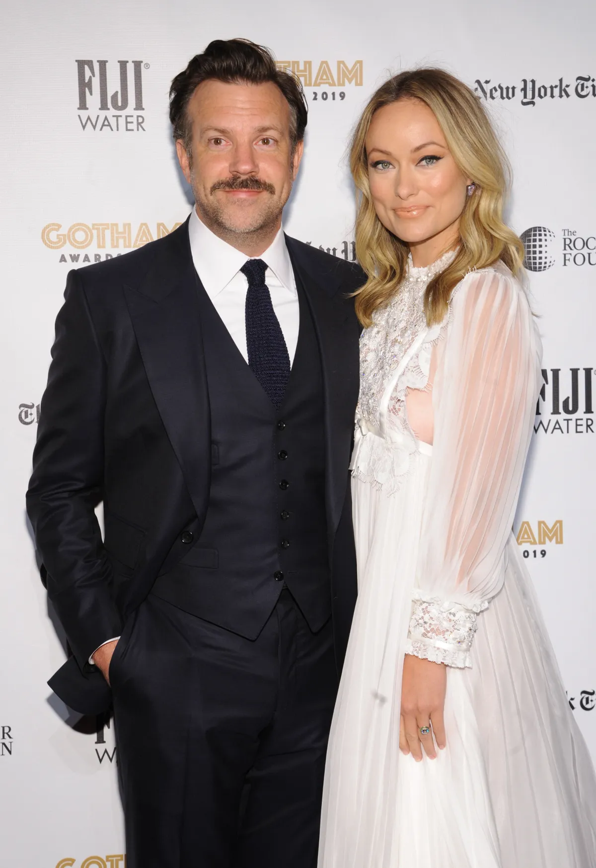 Näitlejad Jason Sudeikis ja Olivia Wilde 2019. aastal, nende suhe purunes järgmisel aastal.