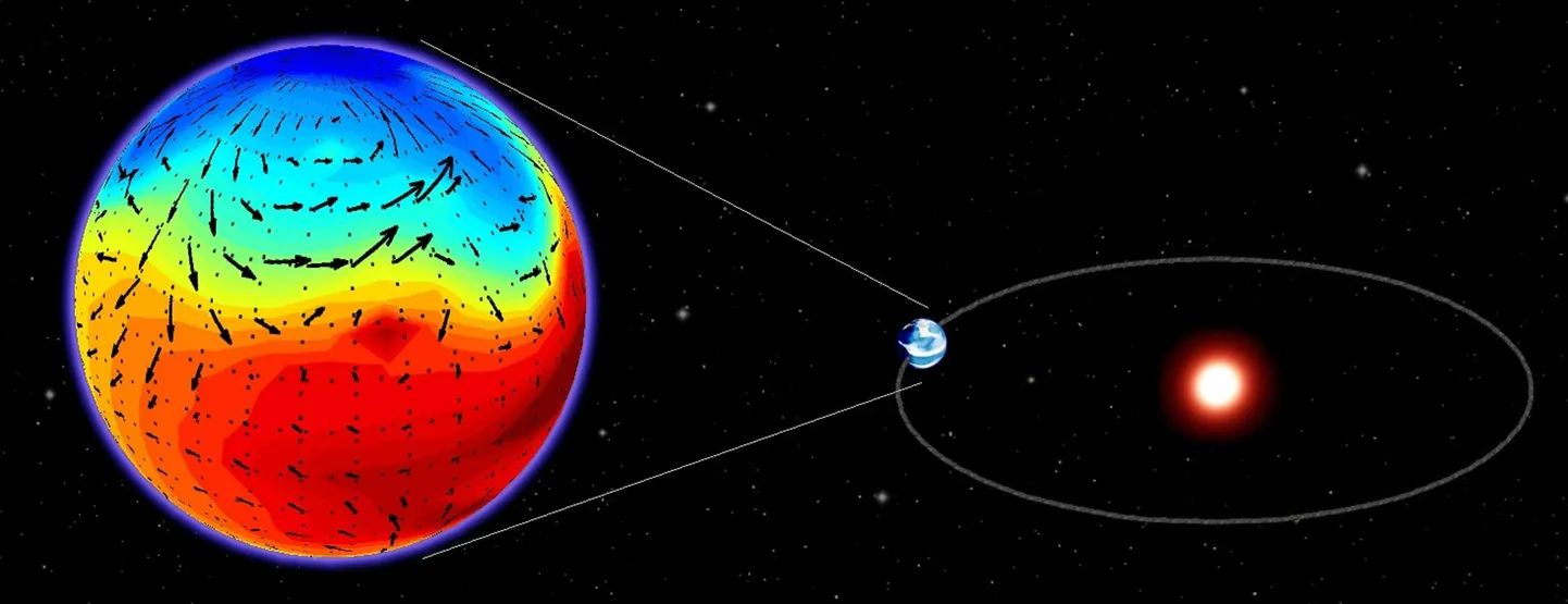 Prantsuse teadlaste arvutijoonis, millel on Maa ja eksoplaneet Gliese 581d võrdlus