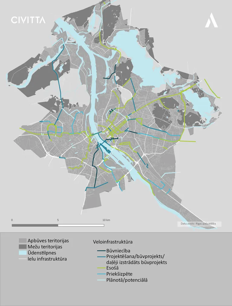 Aktuālā Rīgas veloceļu karte. Rīgas pilsētas velosatiksmes attīstības koncepcija 2015.-2030. gadam