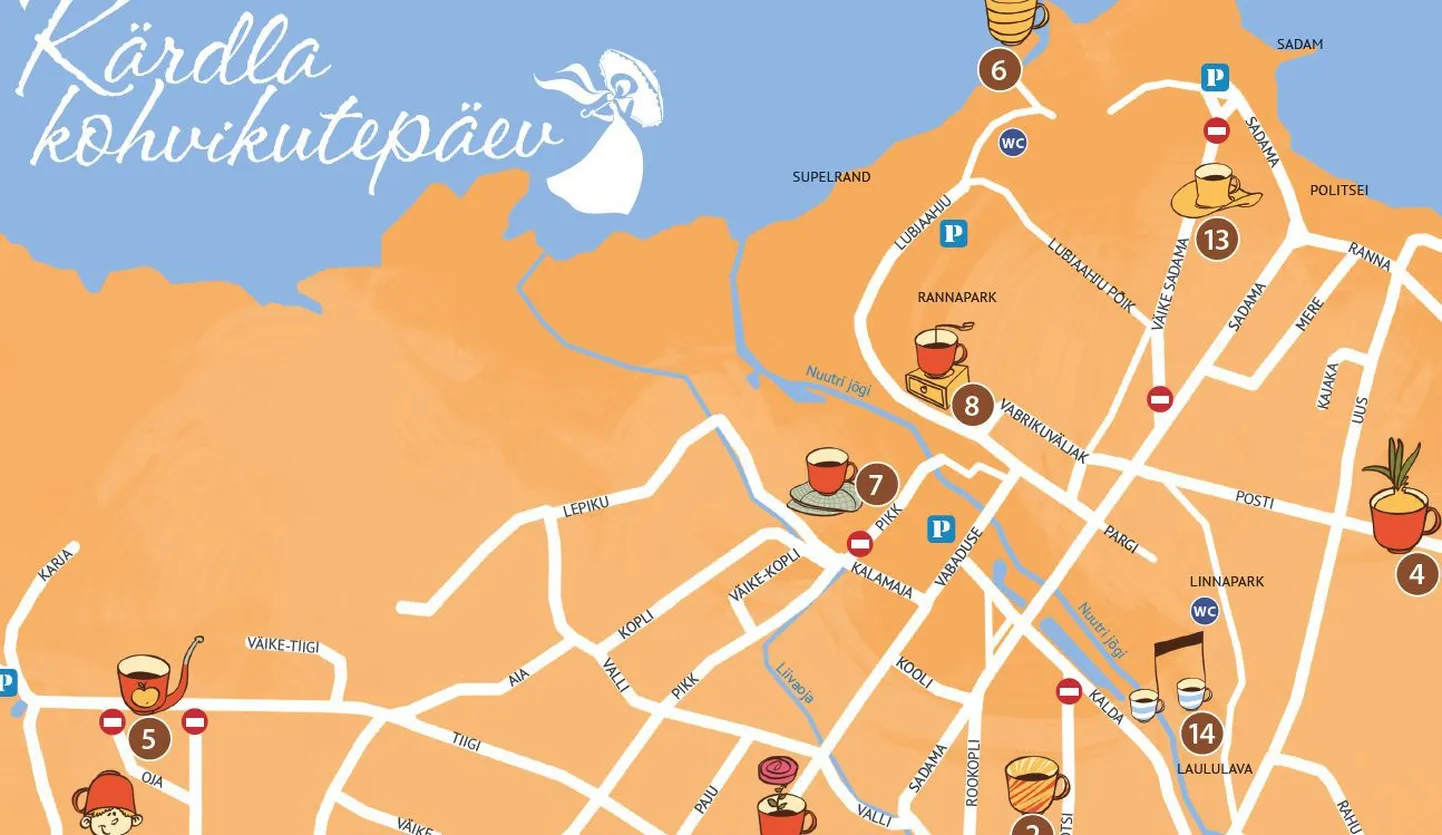 Kärdla ühepäeva kohvikute kaart.