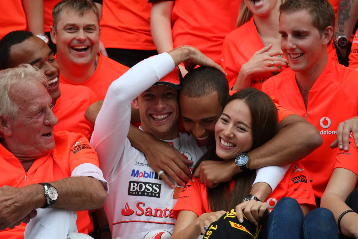 Lewis Hamilton, Jessica Michibata ja Jenson Button