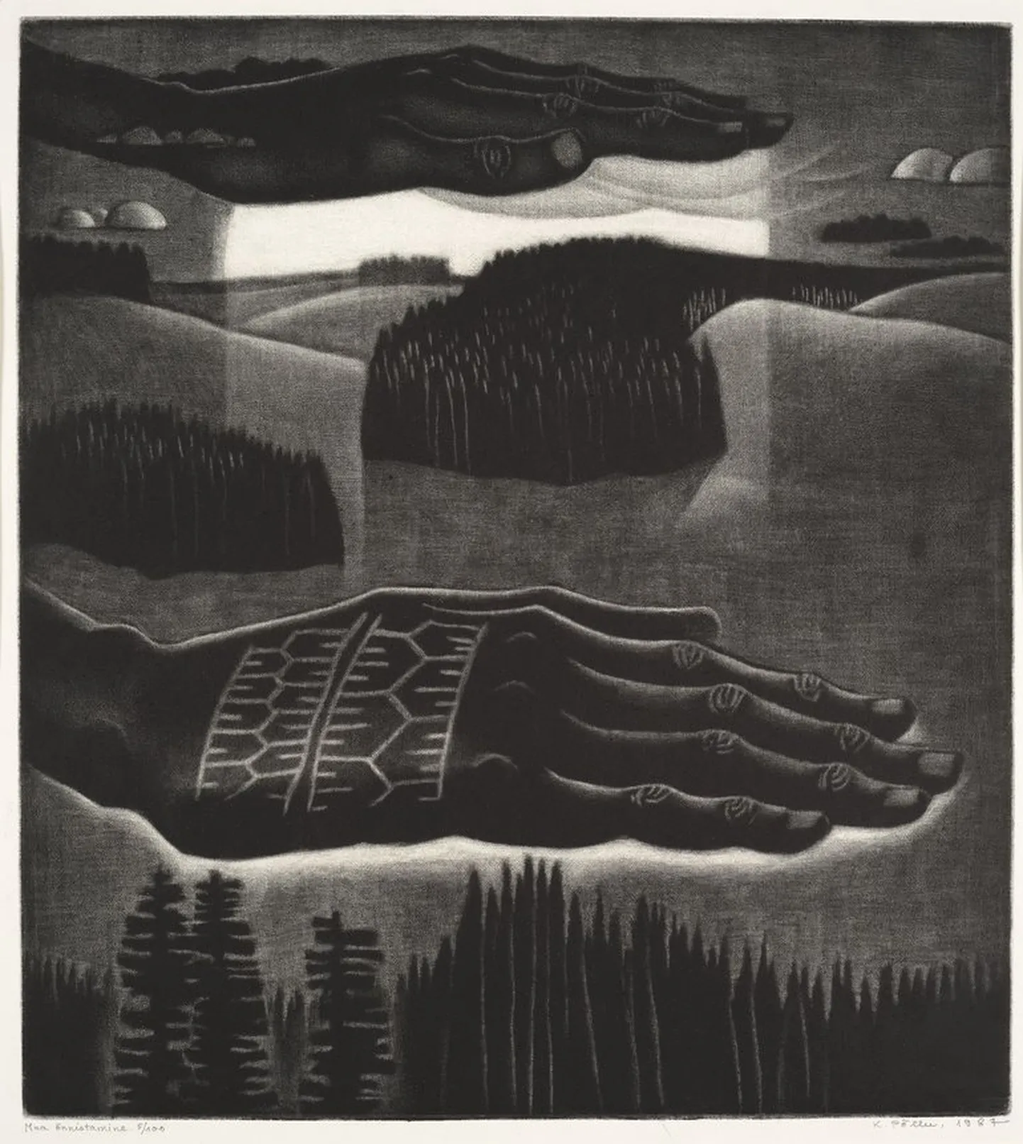 Kaljo Põllu (1934–2010) "Maa õnnistamine" sarjast "Taevas ja maa", 1988