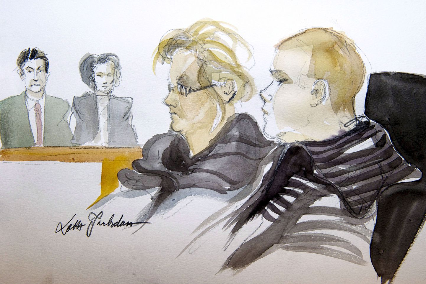 Niklas Eliasson (paremal) koos oma advokaadi Margareta Arvidssoniga kohtusaalis.