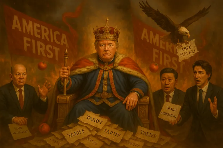 Donalds T|ramps un Tarifi. Karikatūra