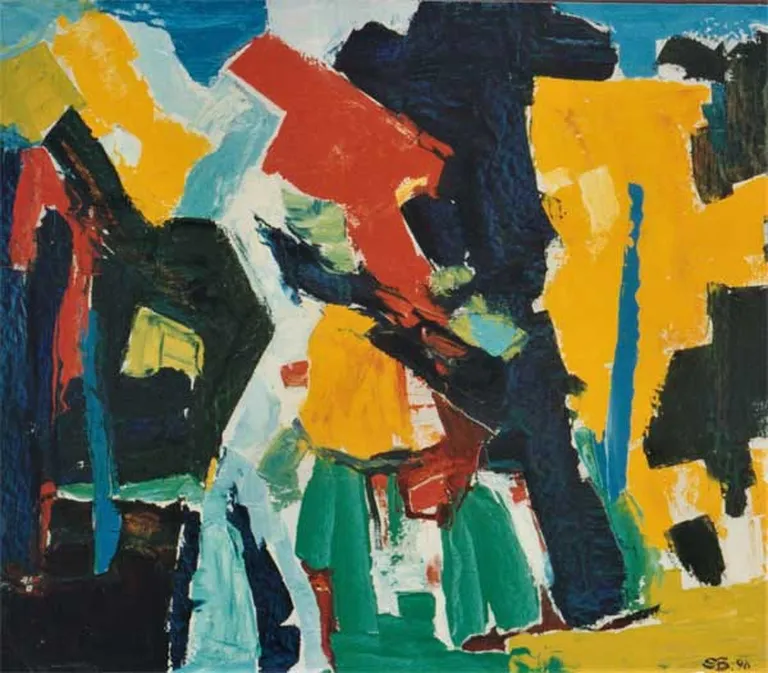 Emīls Braunbergs "Noskaņa", 1996. Kartons, eļļa, 70x80 cm