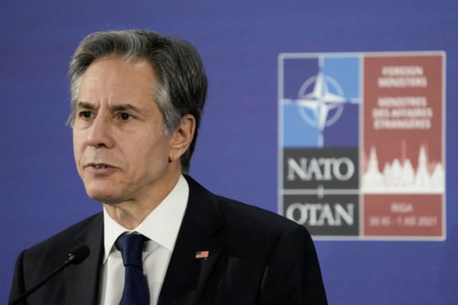 USA välisminister Antony Blinken Riias NATO välisministrite kohtumisel 1. detsember 2021.