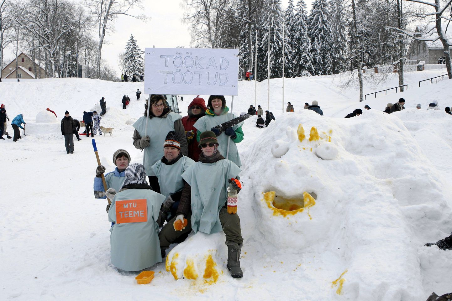 Eelmisel aastal võitsid lumelinna ehitamisel peapreemia Töökad Töötud.