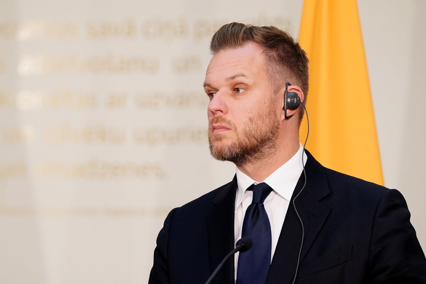 Lietuvas ārlietu ministrs Gabrieļus Landsberģis piedalās Baltijas valstu un Ziemeļvalstu ārlietu ministru kopīgā preses konferencē Ārlietu ministrijā.