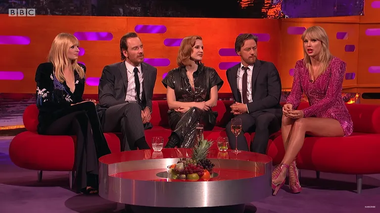 Graham Nortoni saatekülalised: Sophie Turner, Michael Fassbender, Jessica Chastain, James McAvoy, Taylor Swift.