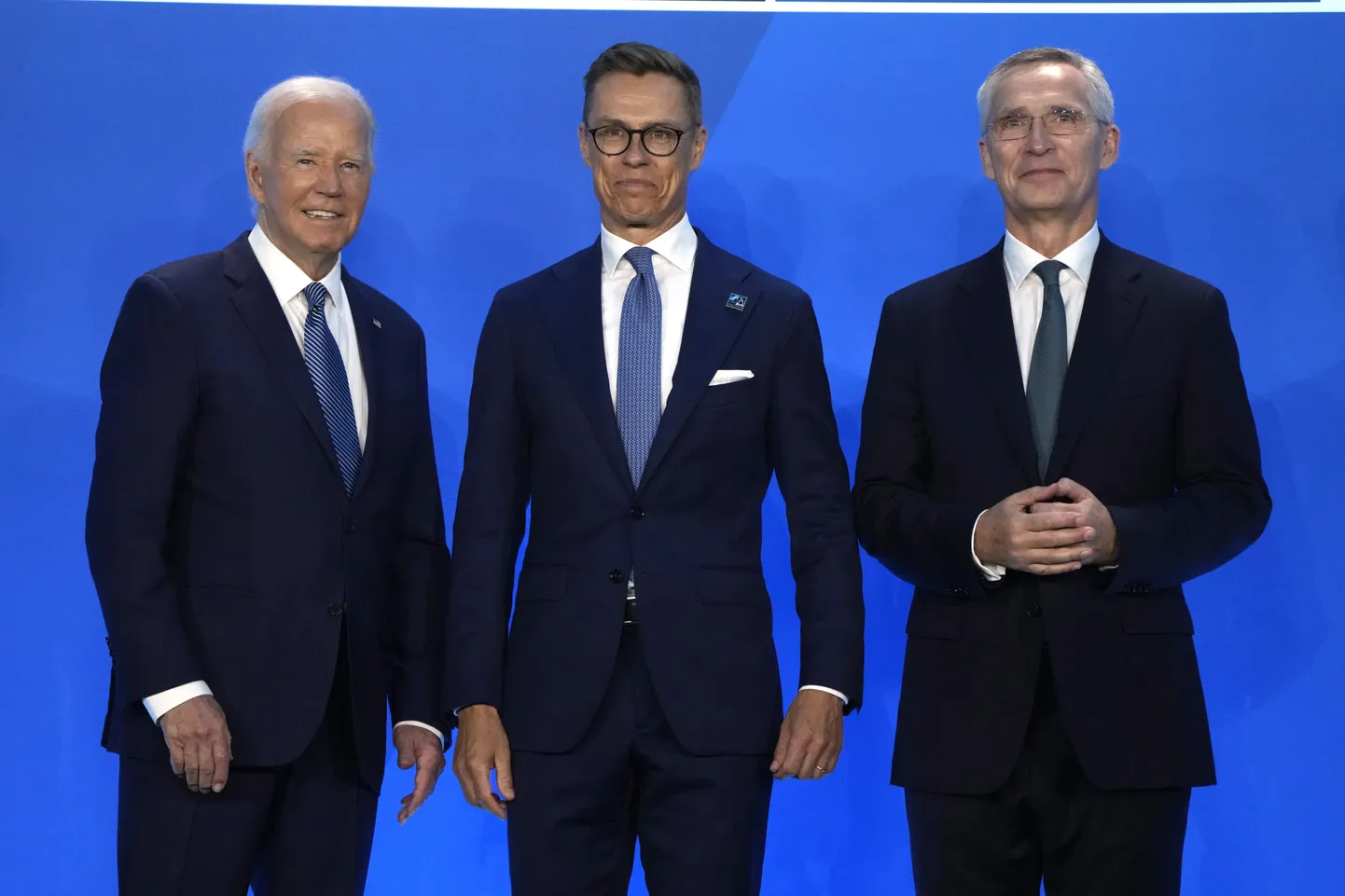 USA president Joe Biden, Soome Vabariigi president Alexander Stubb ja NATO peasekretär Jens Stoltenberg.