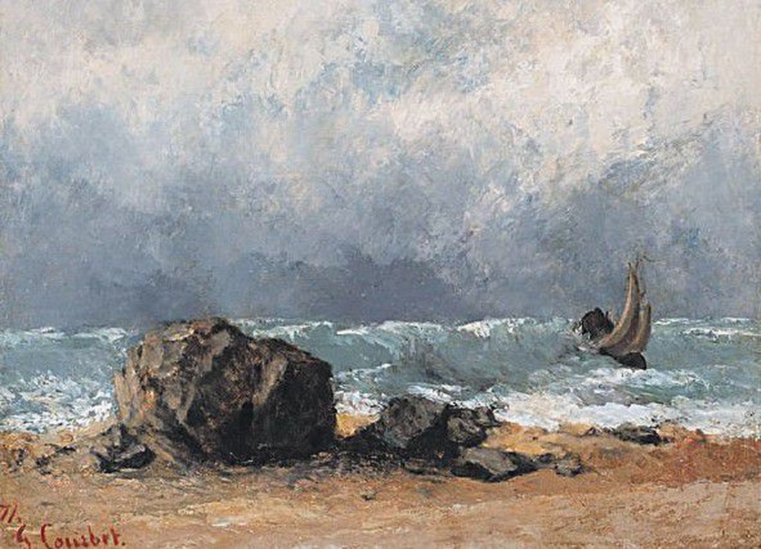 Гюстав Курбе. «Берег в штормовую погоду». 1871.