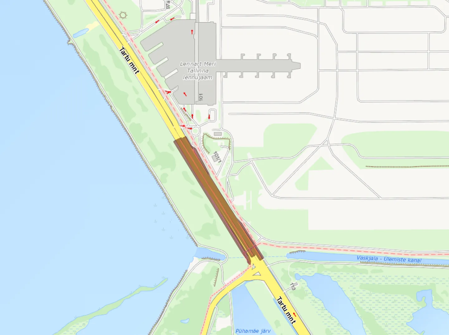 Отрезок дороги, на котором запланированы ремонтные работы, выделен на карте коричневым цветом.