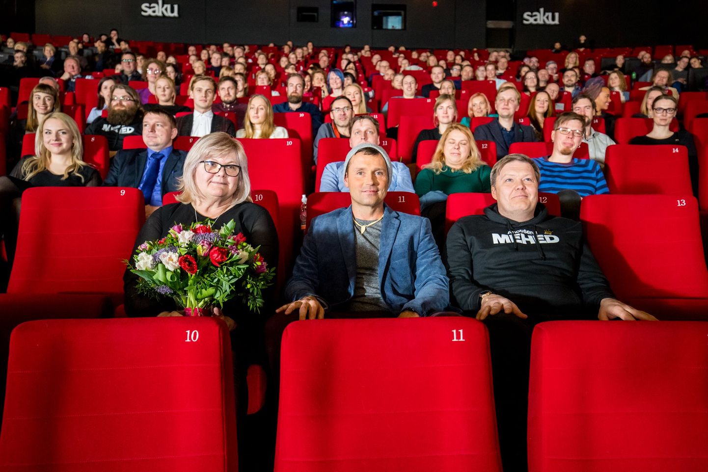 Gerda Kordemets, Veikko Täär ja Tiit Sukk filmi «Mehed» esilinastusel Apollo Kino Solarises 12.03.2019