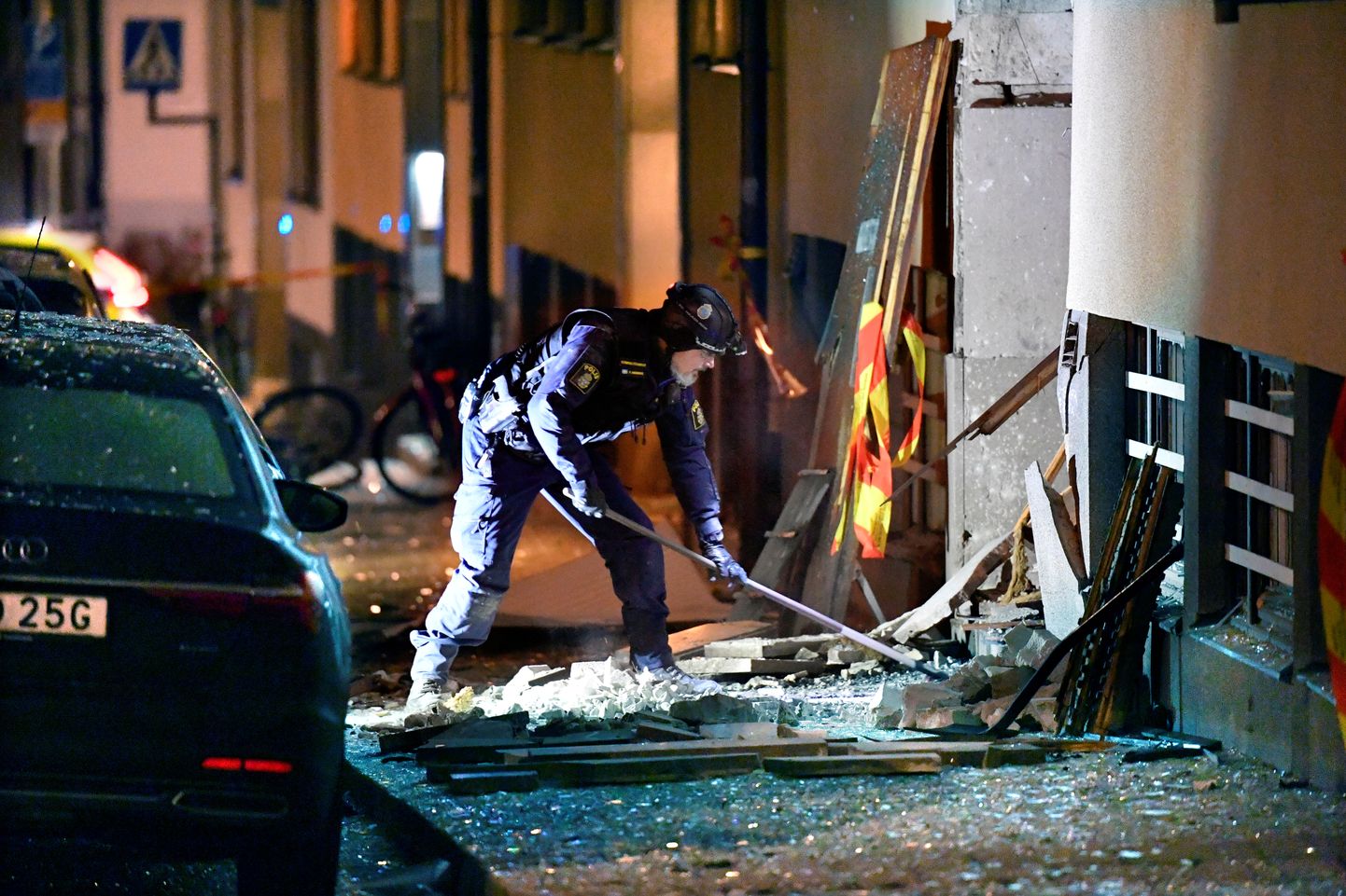Eelmisel nädalal Stockholmis toimunud plahvatuse tagajärjed.