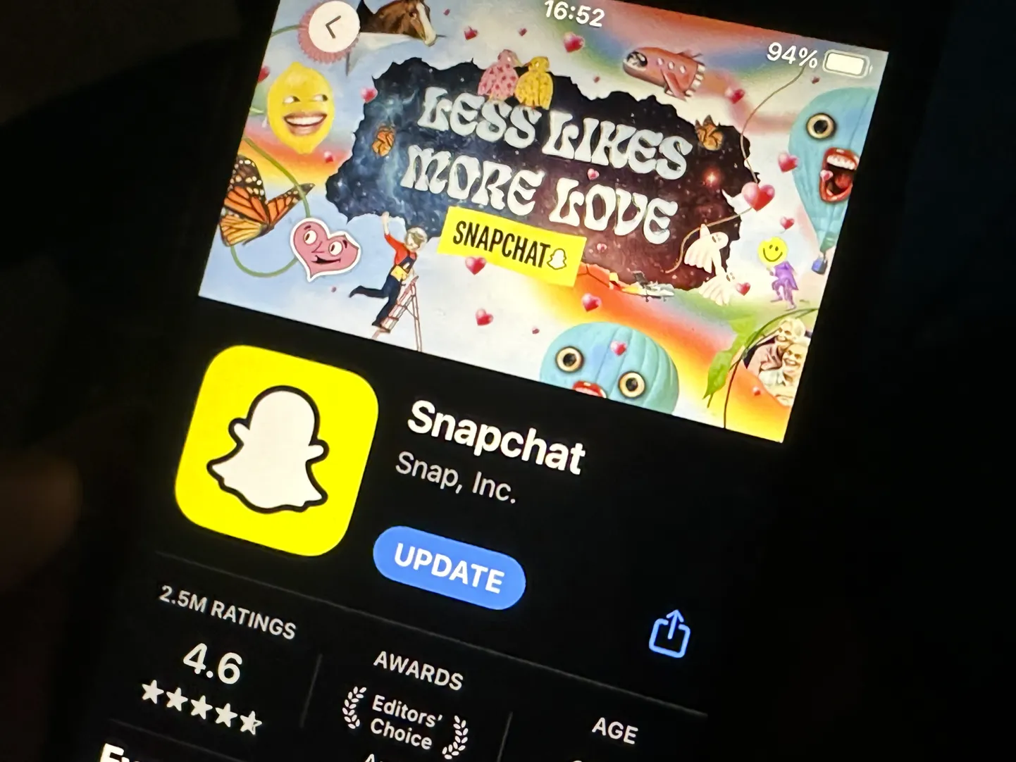 Snapchati rakendus.