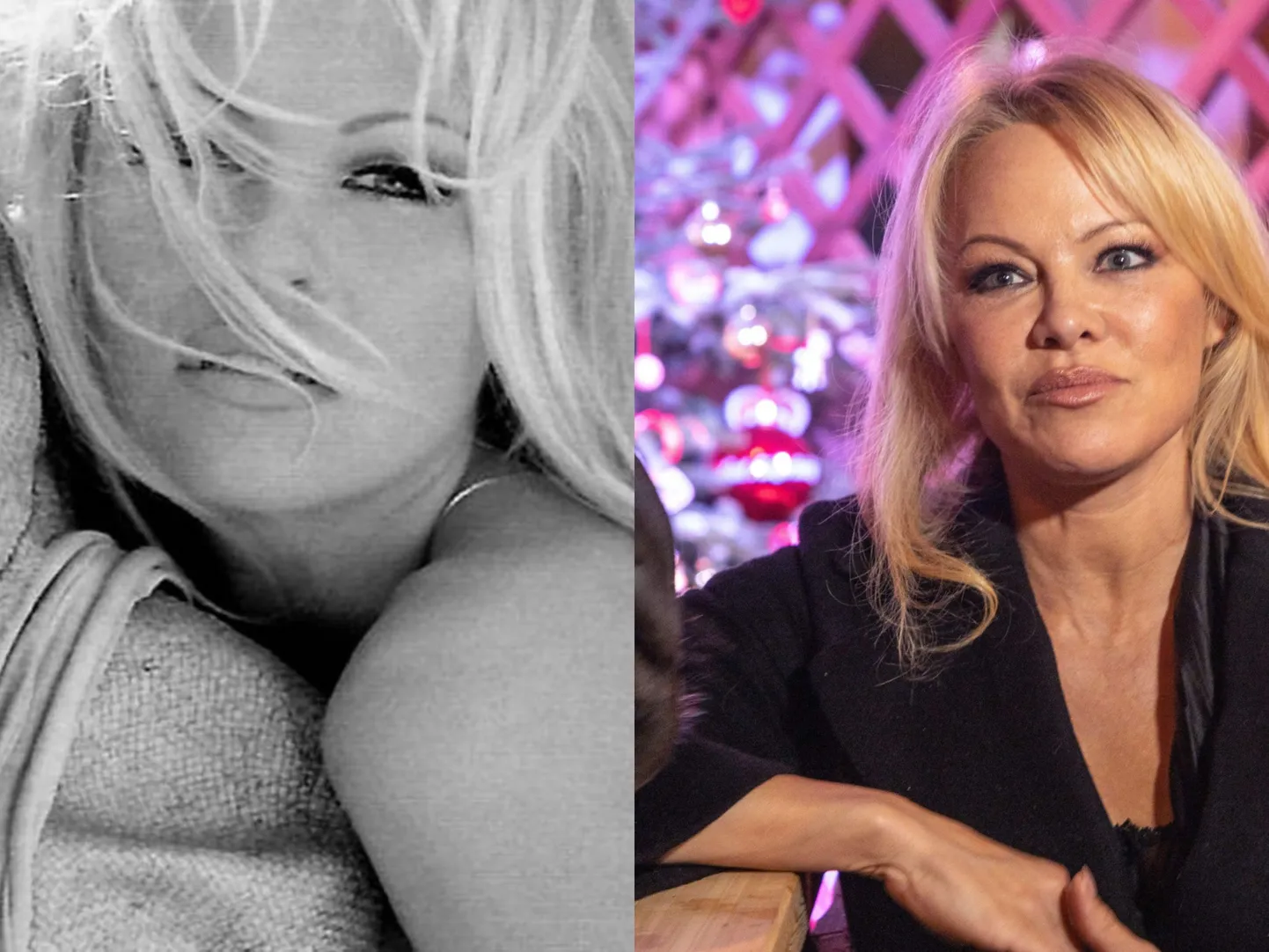 Vasakul: Pamela Anderson nooruses. Paremal: Pamela Anderson 2019. aastal.