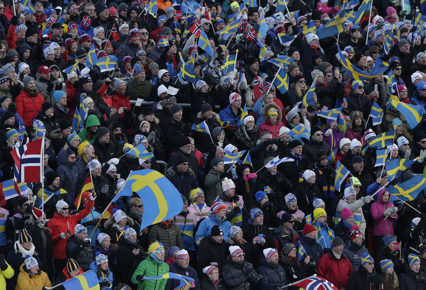 Pealtvaatajad Faluni MMil. Kohalik politsei ei välistanud, et ka surnult leitud meesterahvas võis olla suusatamise fänn.