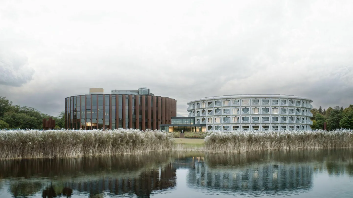 Koko arhitektuuribüroo eskiisidel näeb tulevane spaahotell Viljandi järvelt vaadates välja selline.