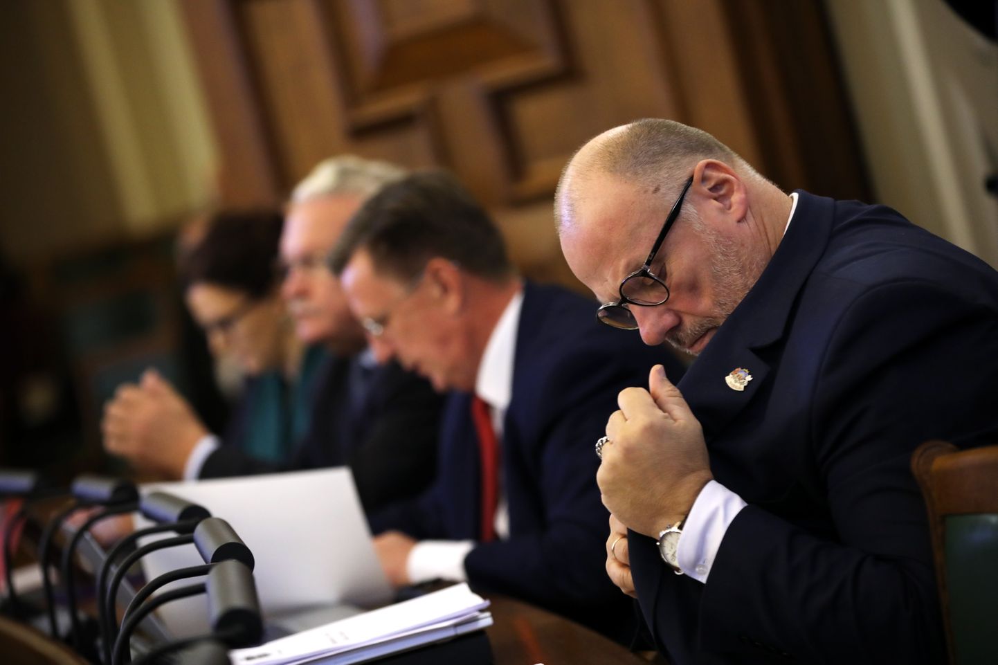 Saeimas deputāts Raimonds Bergmanis Saeimas ārkārtas sēdes laikā, kurā izskata valsts budžeta projektu 2020.gadam.