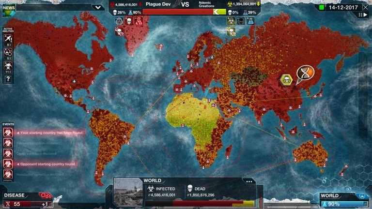 Videomängus «Plague Inc.: Evolved» paistab nakkus alguse saavat Hiinast.
