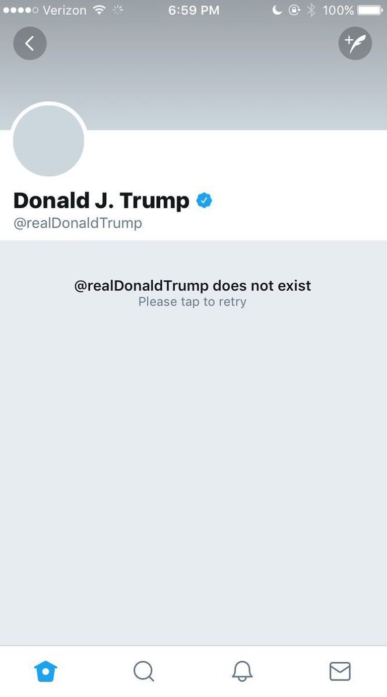 Donald Trumpi konto sulgemise teavitus
