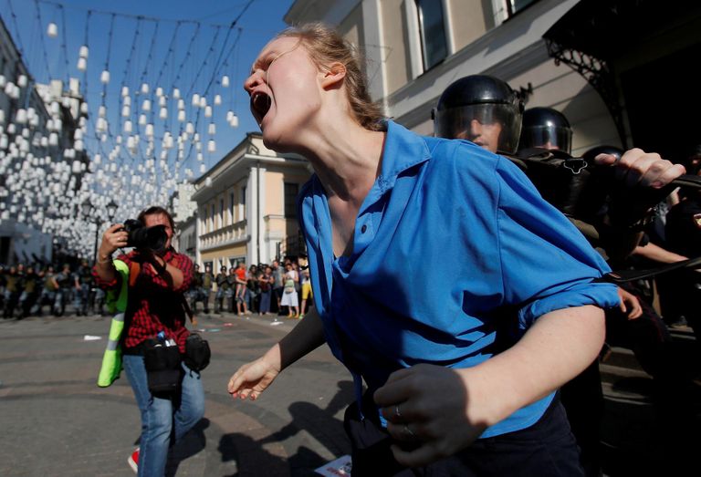 Opositsioonikandidaatide registreerimist Moskva linnaduuma valimistele nõudnud meeleavaldaja.