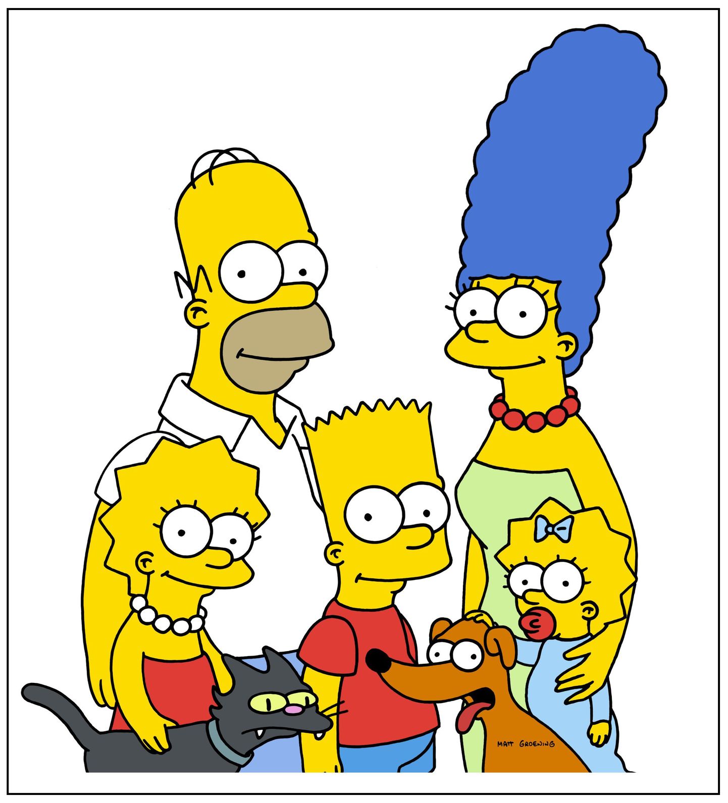 Animategelased, Simpsonite perekond - (vasakult paremale): Lisa, Homer, bart, Maggie ja Marge