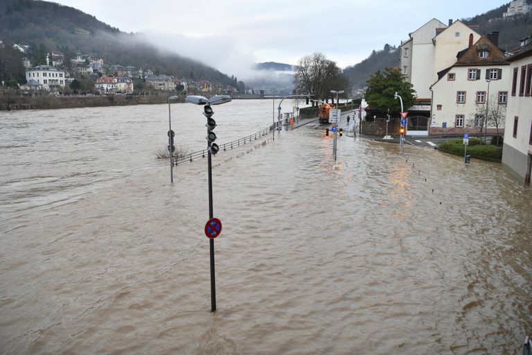 Neckari ääres asuva Heidelbergi tänavad on vee all.