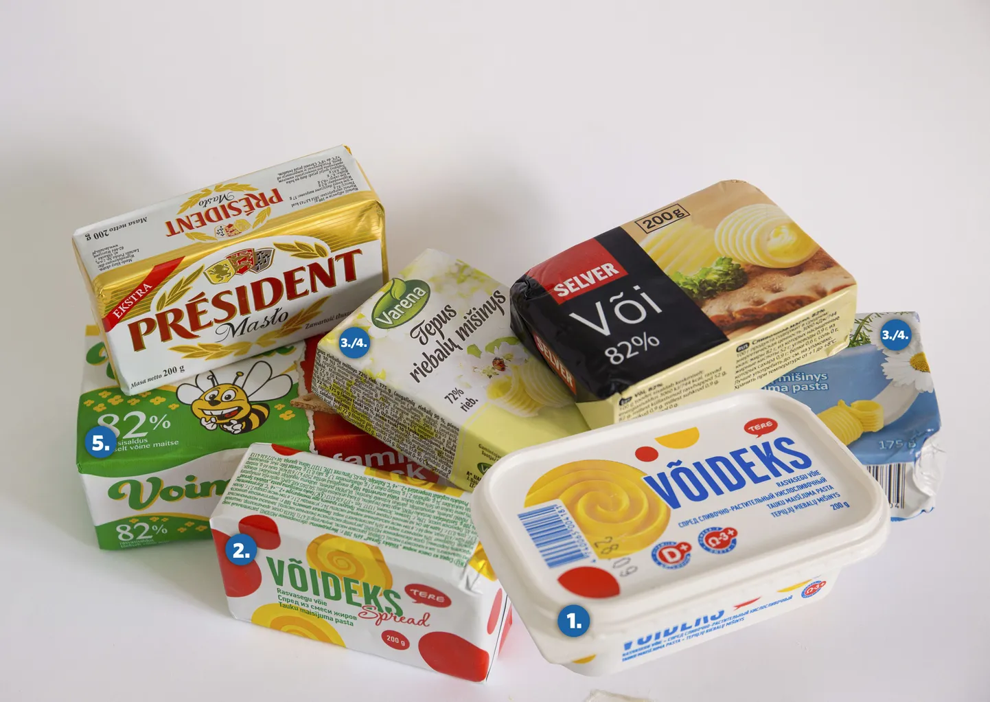 1. Võideks 2. Võideks Spread 3.-4. Farm Milk 3.-4. Varena 5. Voimix.