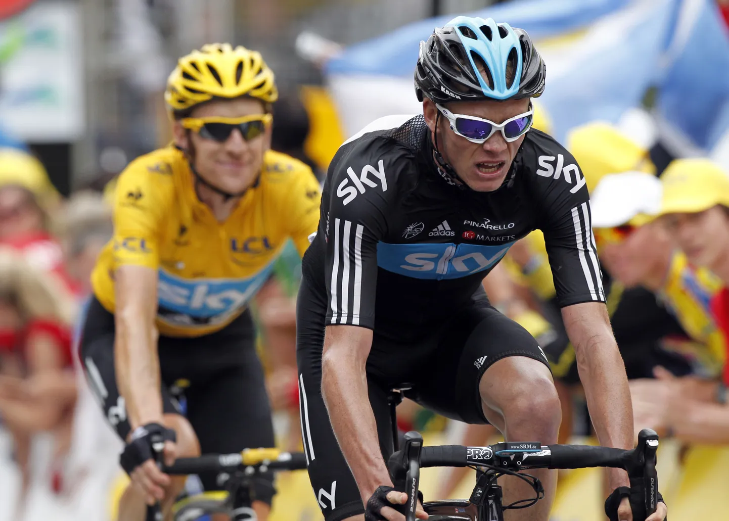 Bradley Wiggins (vasakul) ja Christopher Froome.
