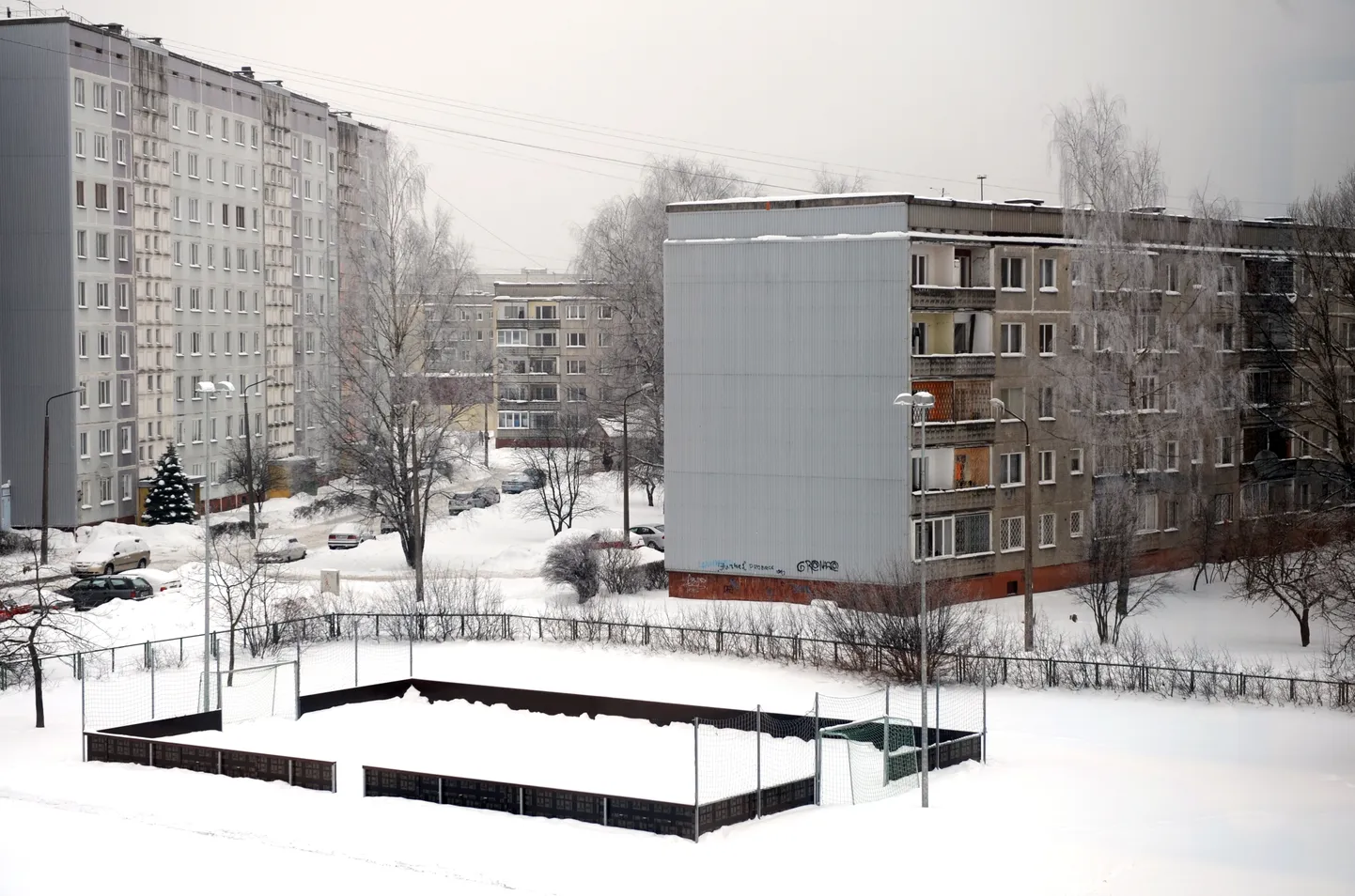 Daudzdzīvokļu mājas Purvciemā.