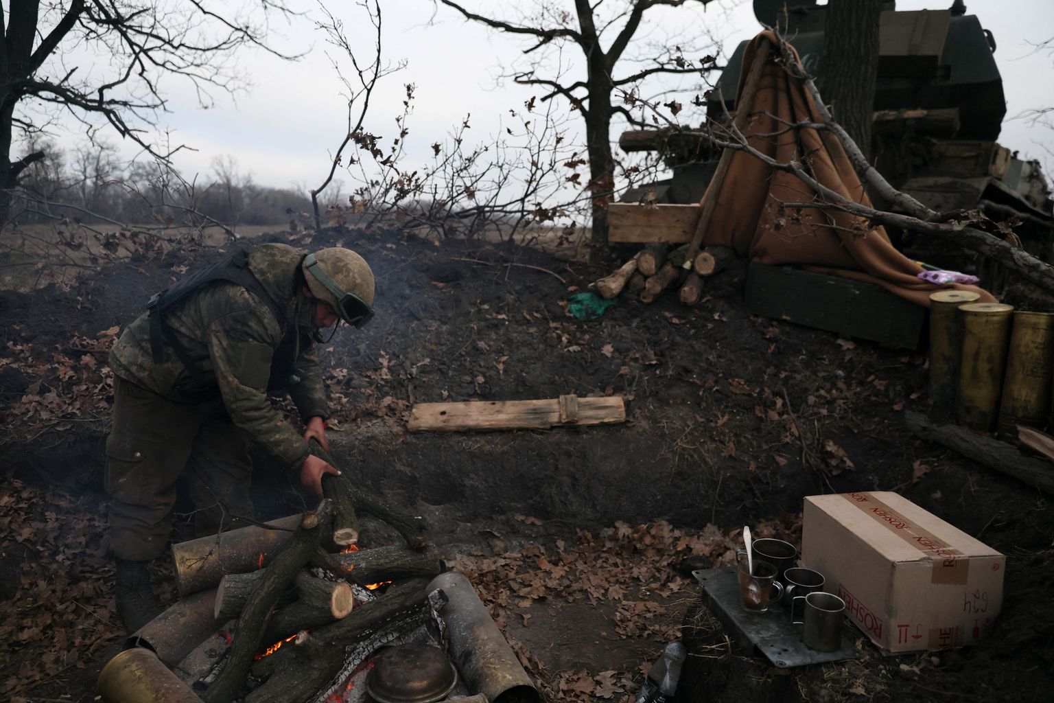 Ukraina sõdur teeb lõket Donetski piirkonnas.