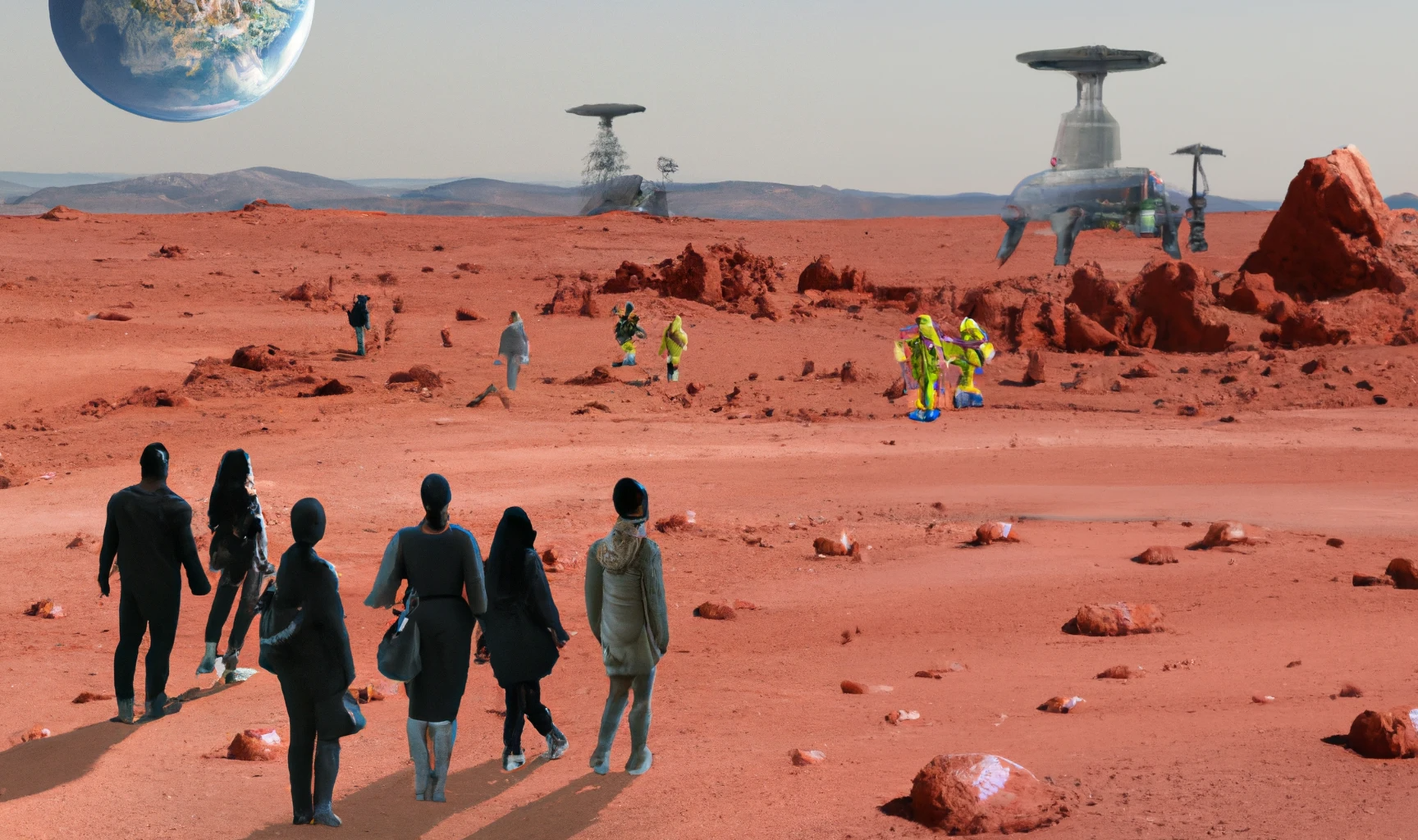 Tehisintellekti Dall-E loodud pilt tsivilisatsioonist Marsil.