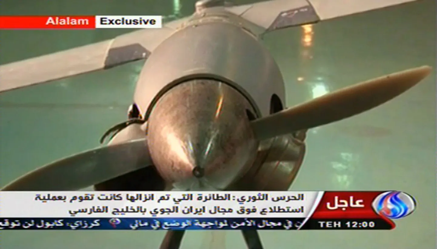 Iraani riigitelevisiooni kaader väidetavalt tabatud droonist ScanEagle.