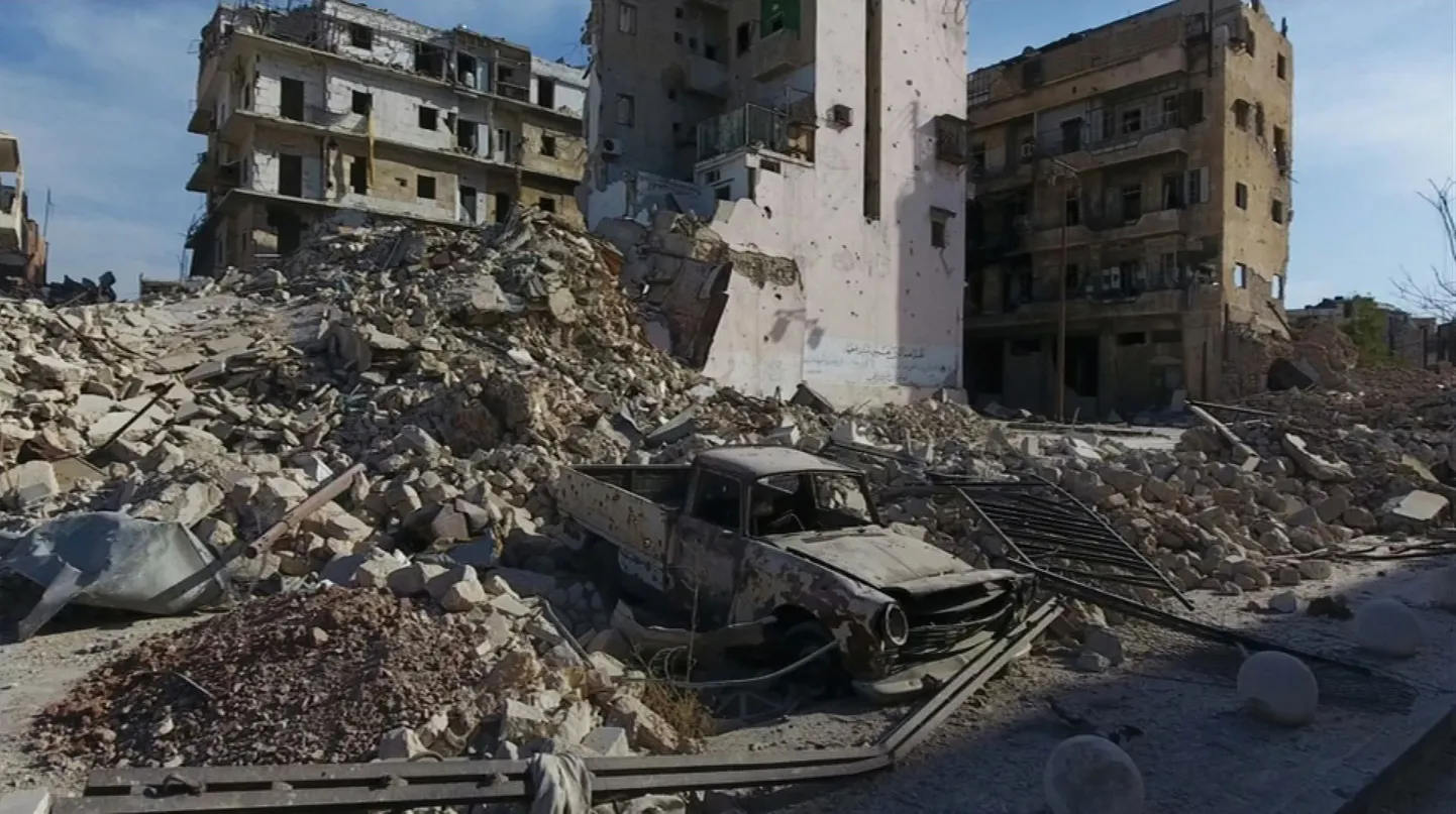 Aleppo pommikahjustustega vanalinn.