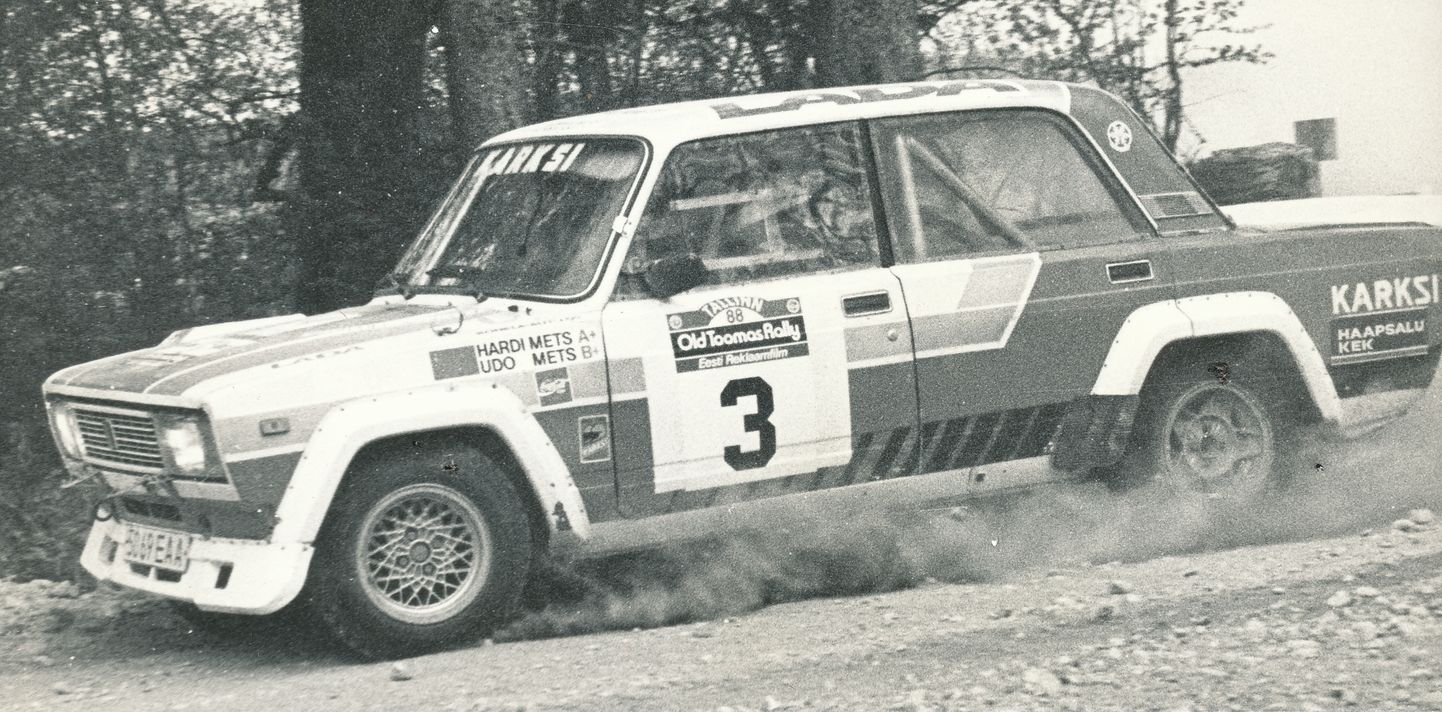 1988. aasta Old Toomas Rally. Lada roolis on Hardi Mets, kaardilugejaks vend Udo Mets.