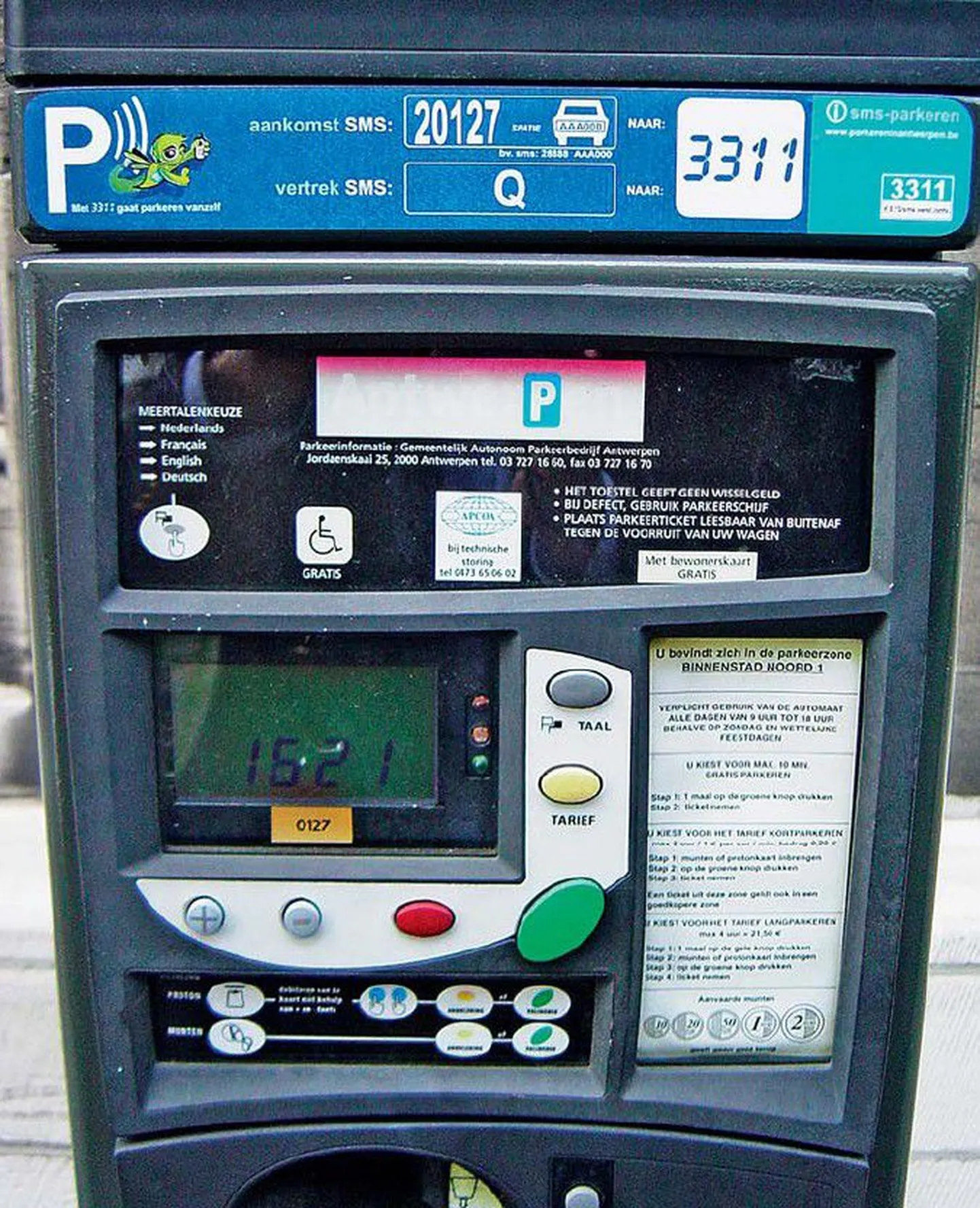 Parkimisautomaat Belgias.