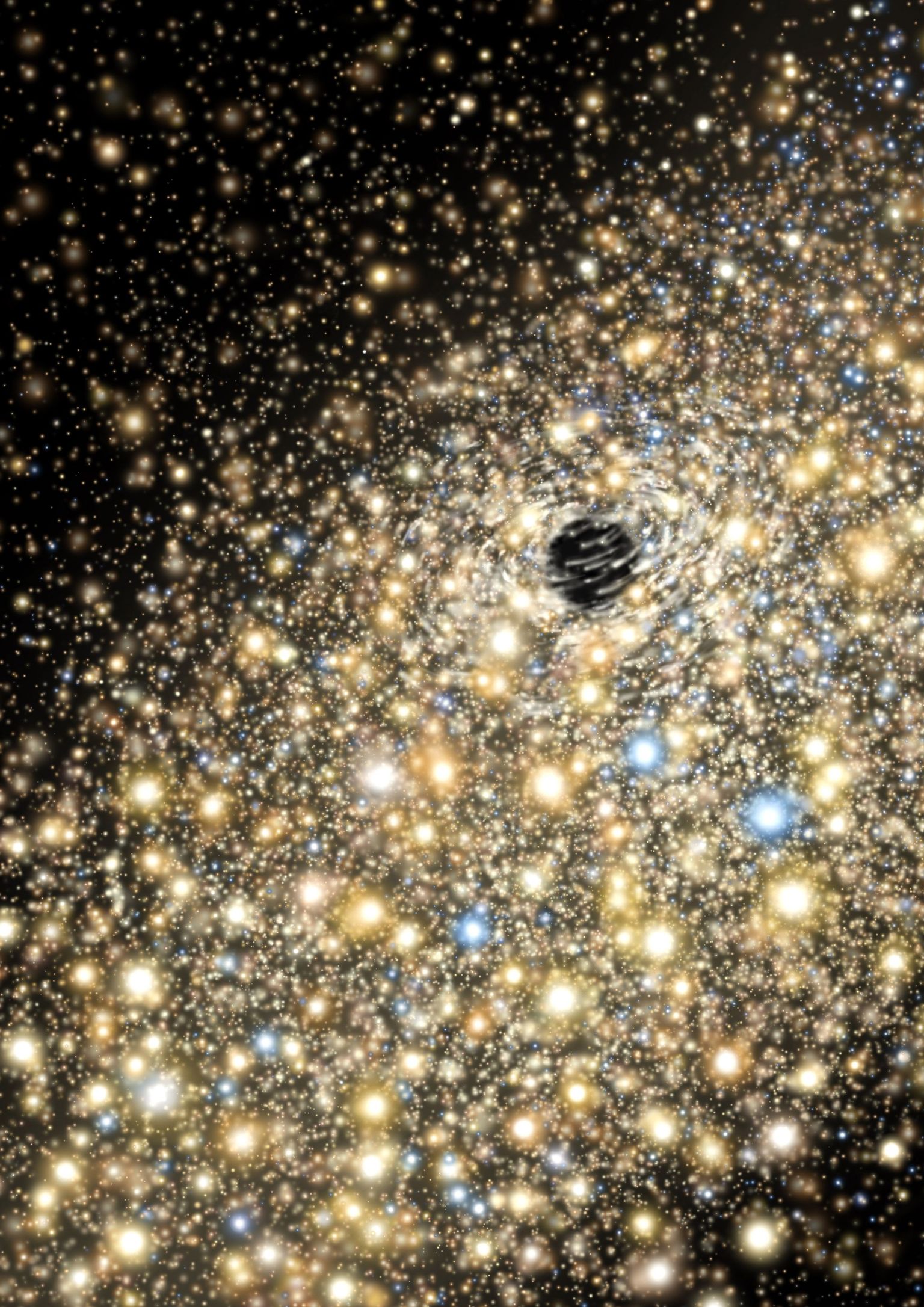 Kunstniku nägemus elliptilises galaktikas asuvats mustast august