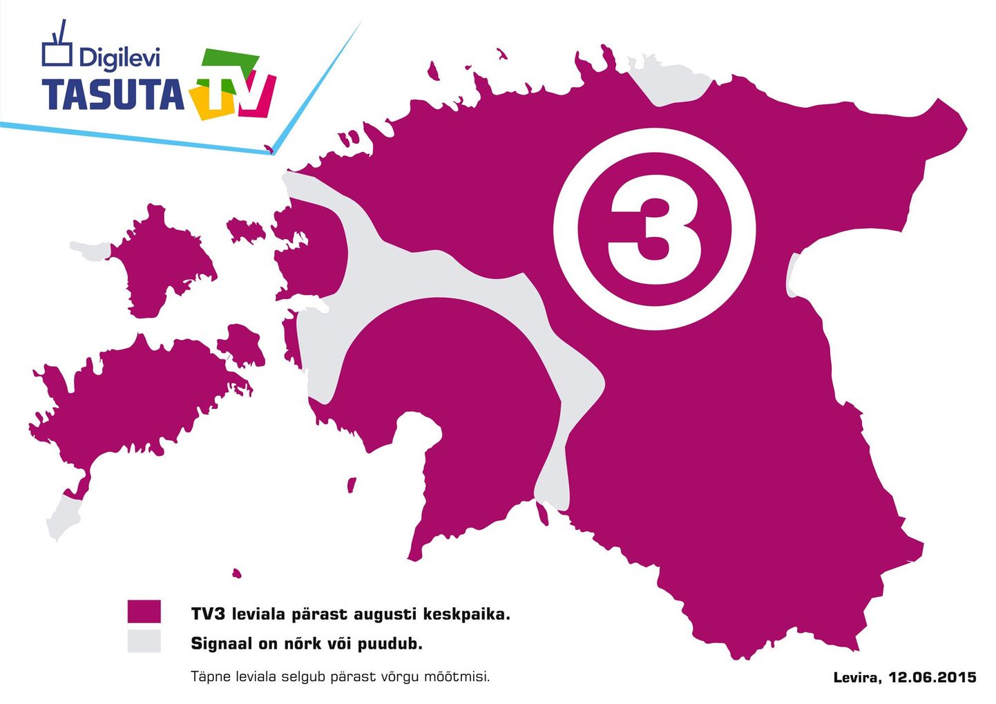 Kaardil halliga märgitud piirkondades TV3 sügisest ei levi.