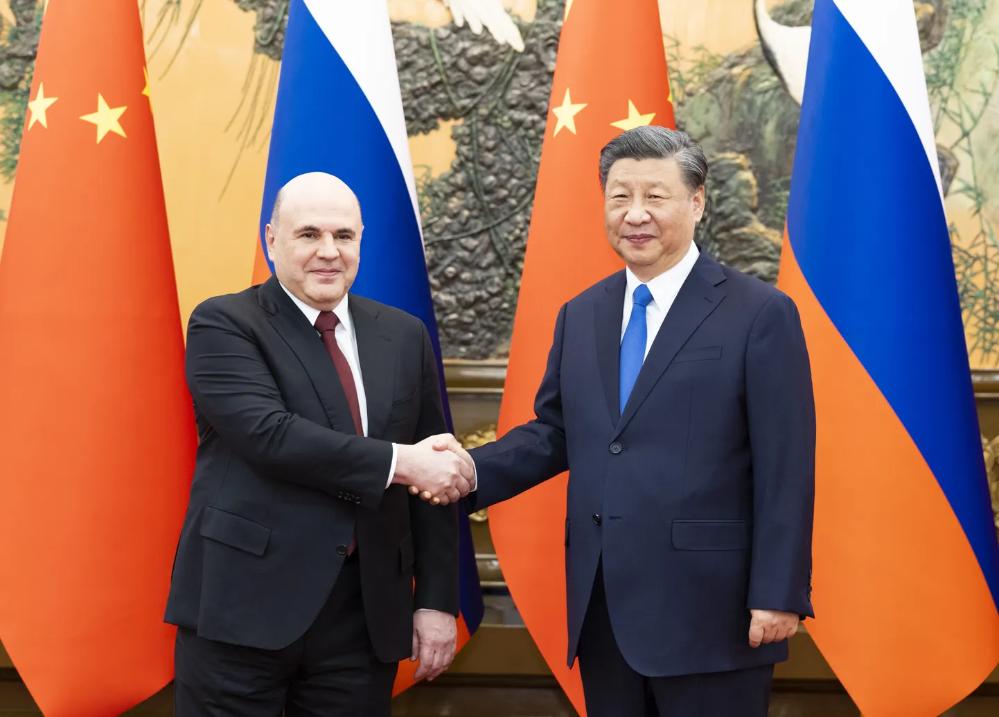 Hiina president Xi Jinping kohtub Vene peaministri Mihhail Mišustiniga Peking 24. mai 2023.