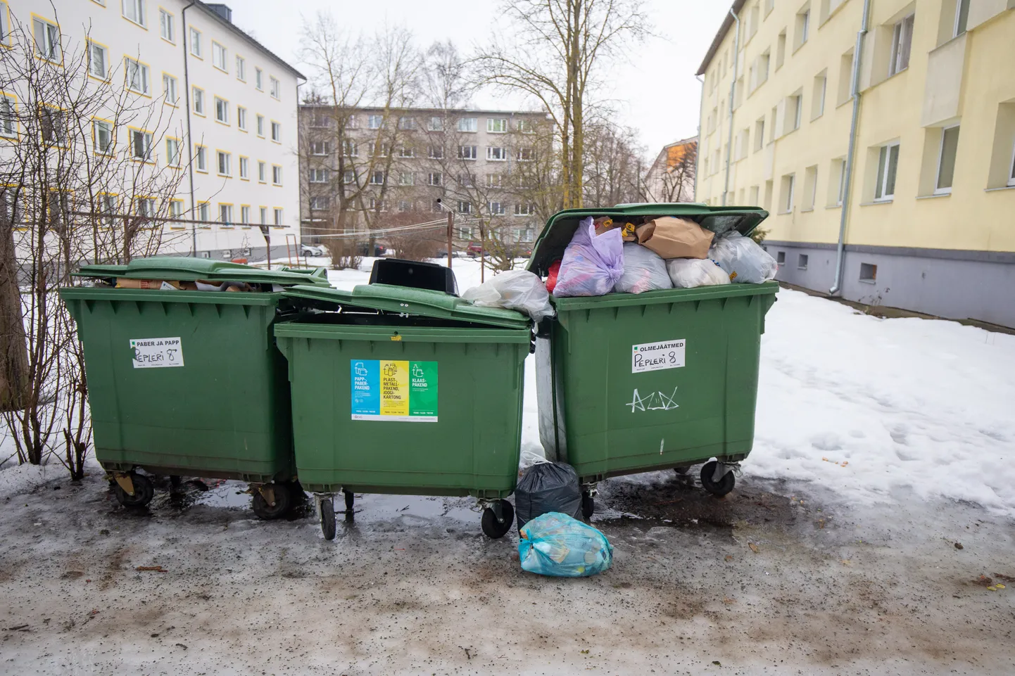 Tühjendamist vajavad prügikastid lageda taeva all ahvatlevad linde, kes sealt head ja paremat otsides rämpsu välja kisuvad. Jäätmemaja lahendaks ka selle probleemi.