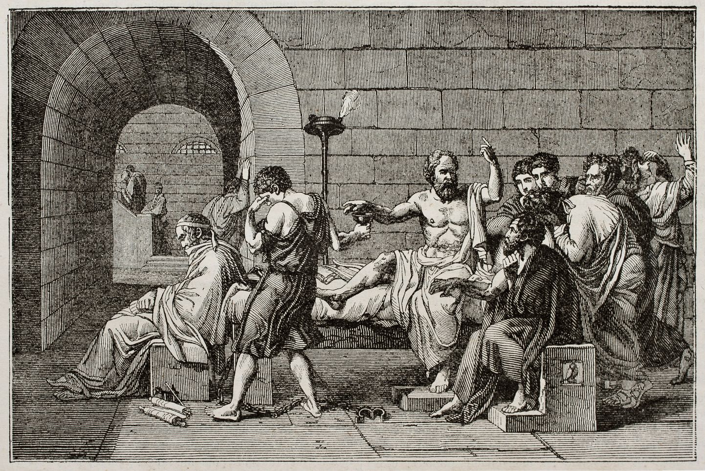 «Sokratese surm». Illustratsioon avaldatud Pariisi ajakirjas Magasin Pittoresque 1840.