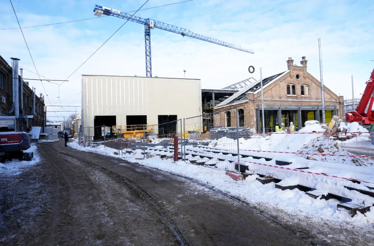 Construction work on the Riga Tram Depot 5.