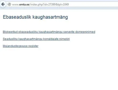 Lehekülg, mis avaneb mustas nimekirjas olevasse veebilehte sisenedes.
