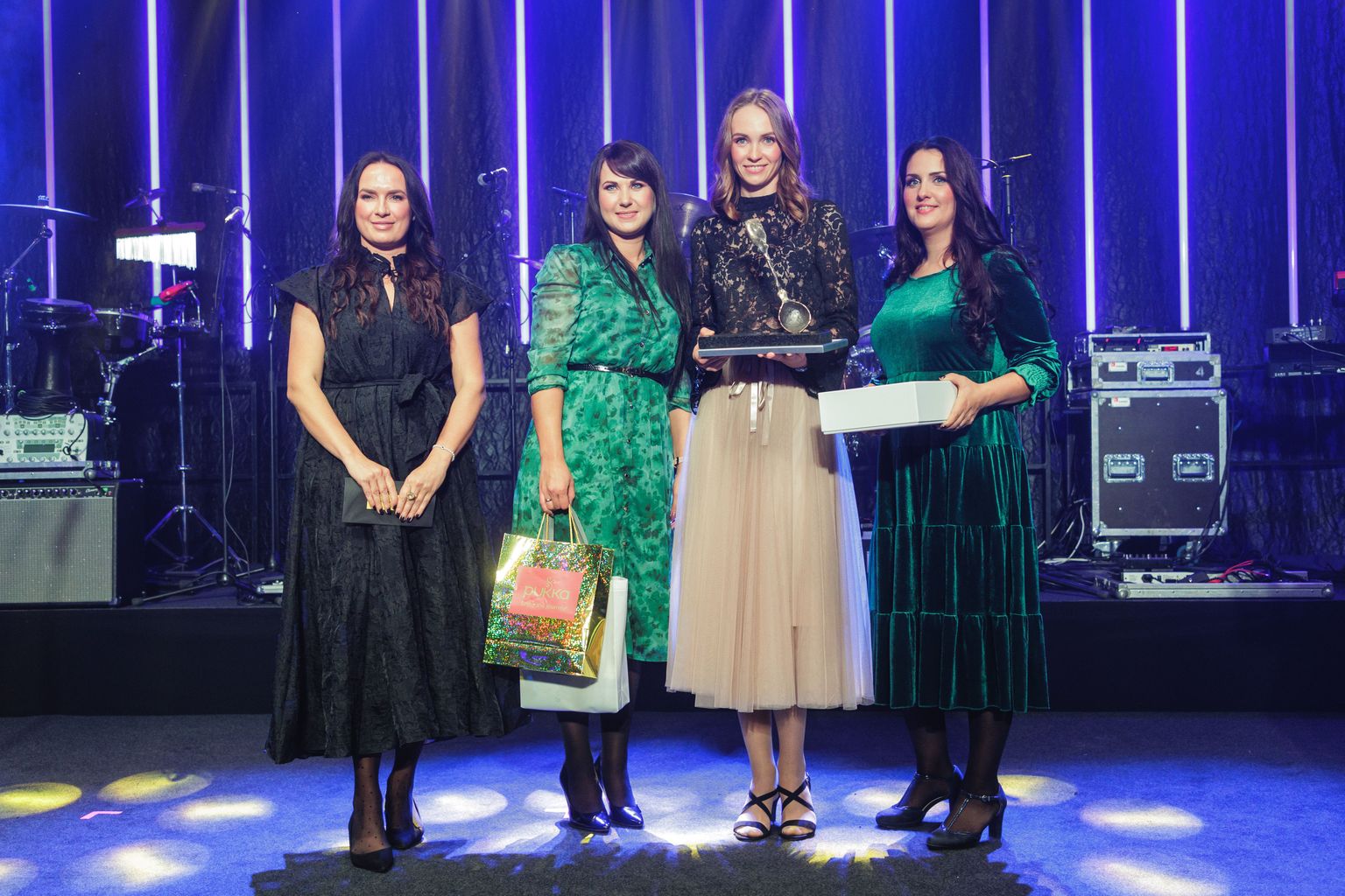 GOSPA tiim Hõbelusika auhinnatseremoonial: vasakult rohelises kleidis Mari Toop, Tairica Taavita ja Andra Burk.