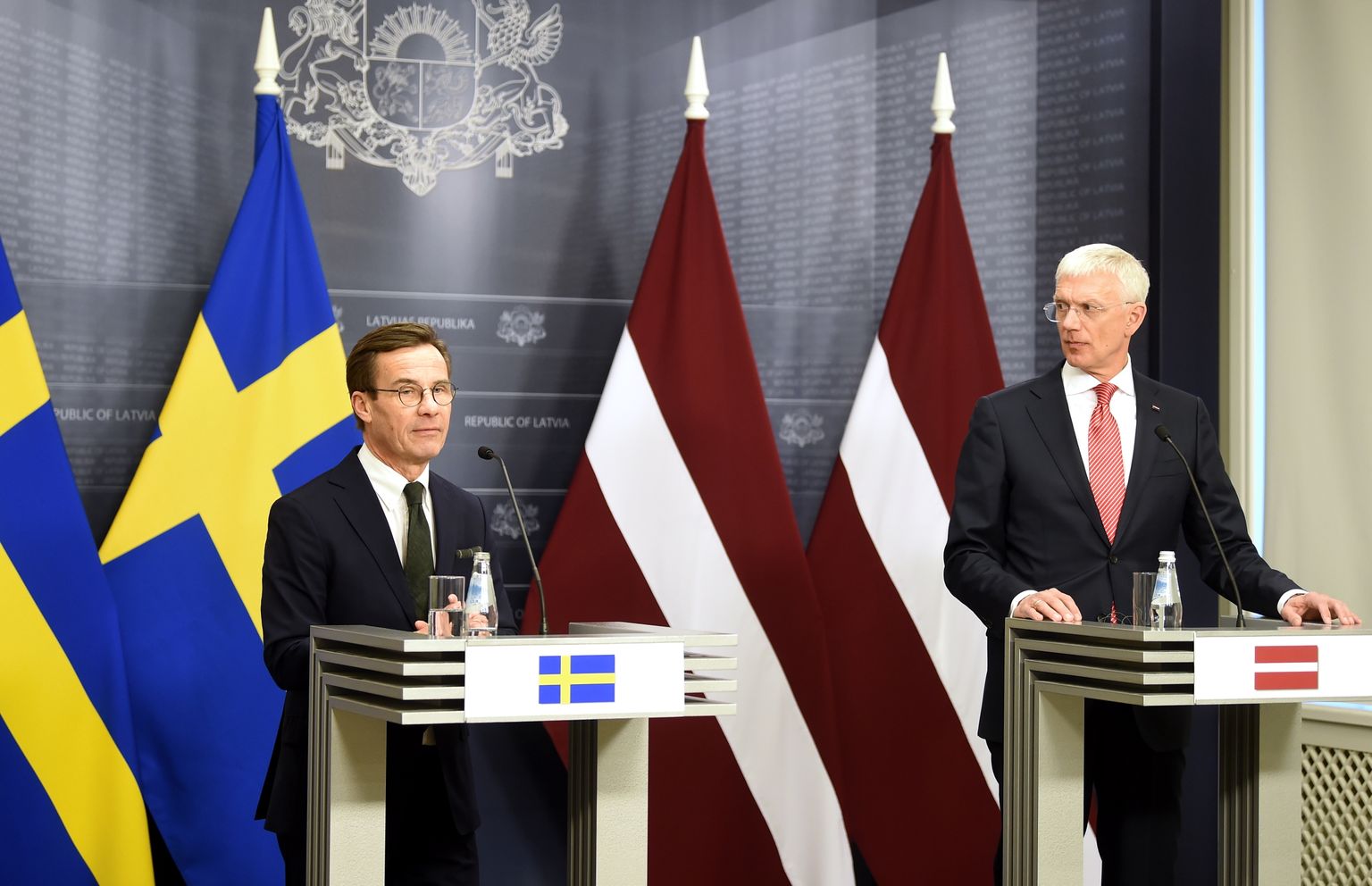 Премьер-министр Швеции Ульф Кристерсон и премьер-министр Латвии Кришьянис Кариньш