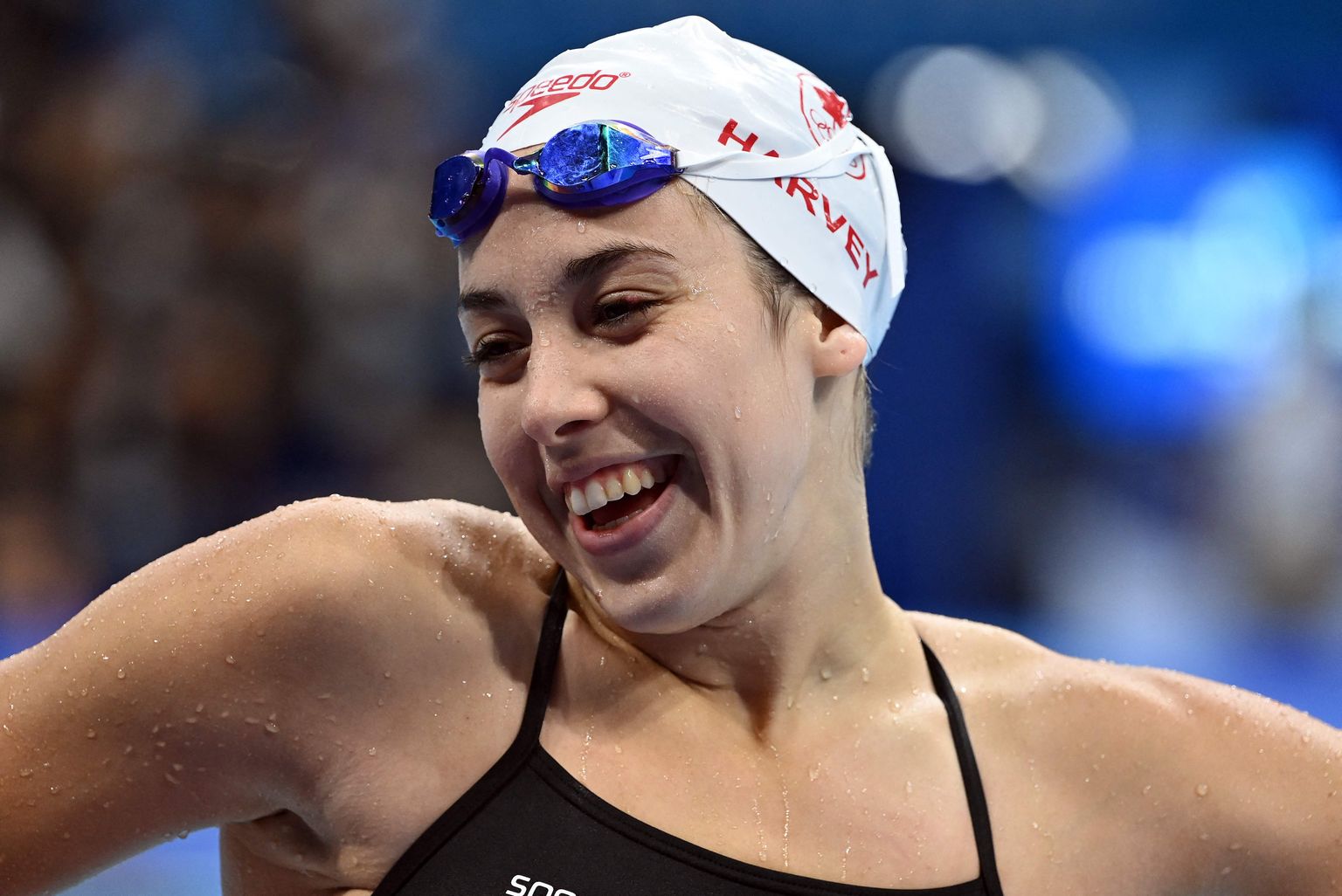 Kanada ujuja Mary-Sophie Harvey 25. juulil 2021 Jaapani Tokyo olümpiamängudel veekeskuses treeningul